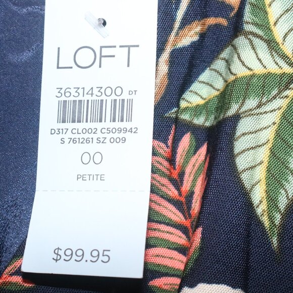 Loft Petite Leafed Tie Front Midi Dress Office Casual Size 00 - Picture 10 of 13